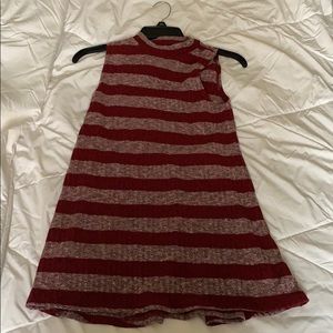 A stripped maroon half sleeve dress